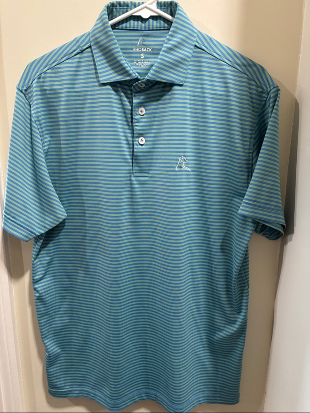 Men’s size small Rhoback striped polo